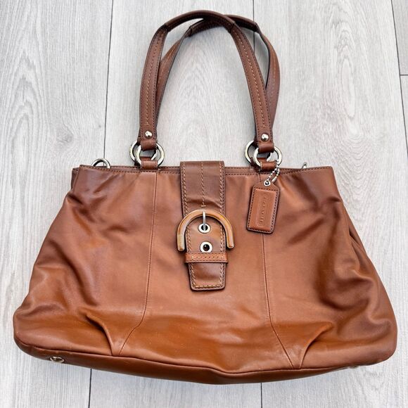 Coach Tote Buckle Bag Soho Brown Leather - Picture 1 of 7